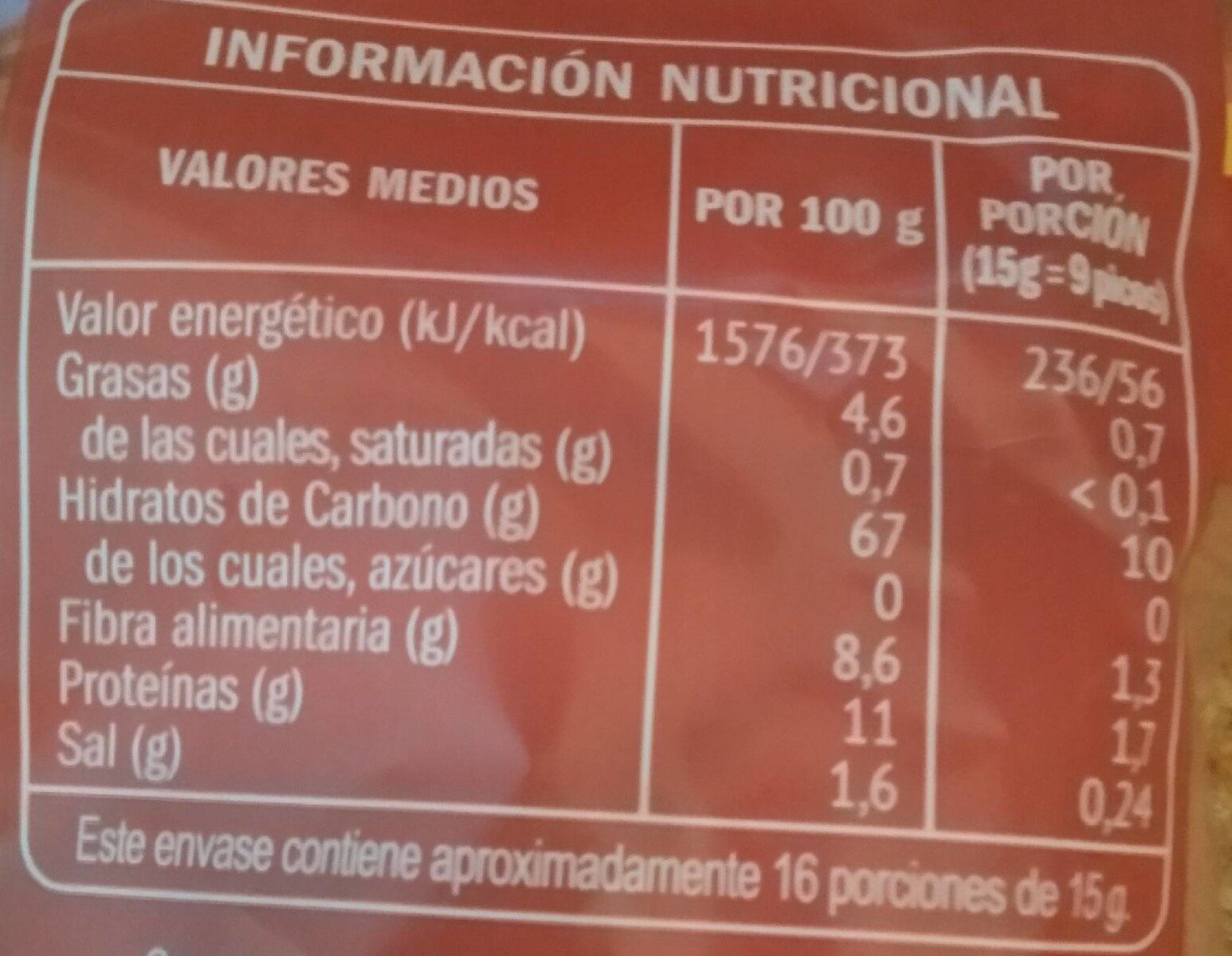 Camperos integrales - حقائق غذائية - es