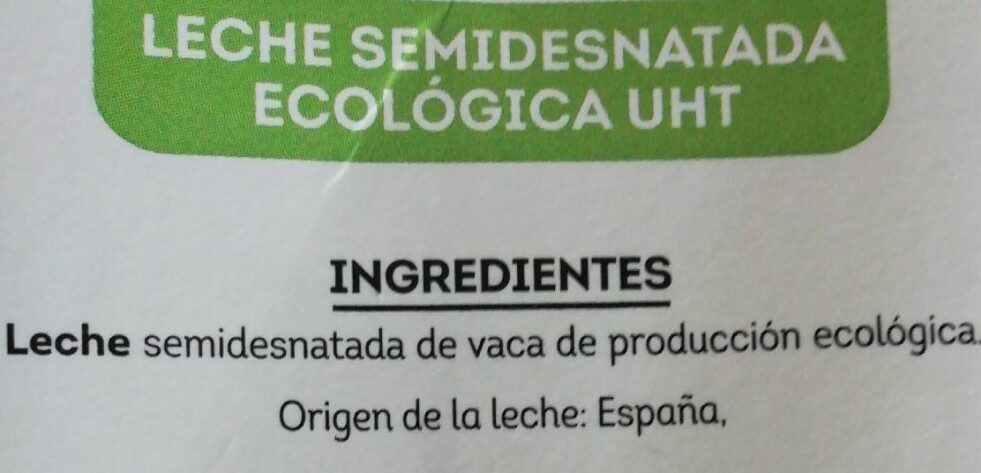 Leche semidesnatada  ecológica - Ingredients - es