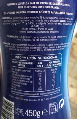Soluble al Cacao 0% - Ingredients - es