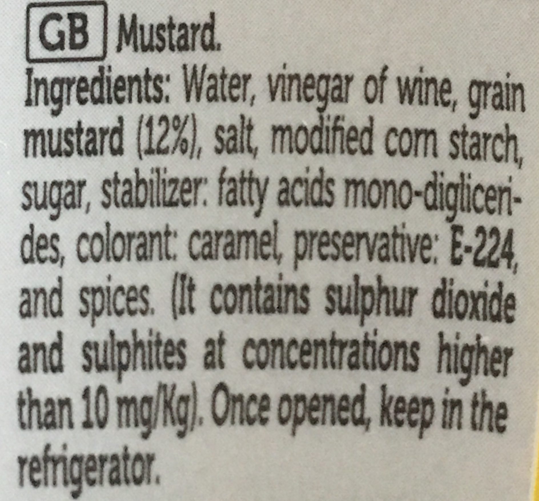 Mostarda Spar Top Down - Ingredients - en