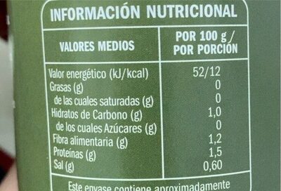 Champiñones laminados - Información nutricional