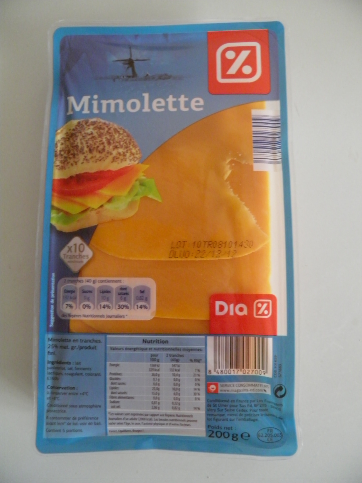 Mimolette (25% MG) x 10 tranches - Produit