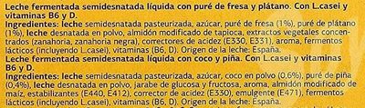 L. Casei Multipack Coco-Piña y Fresa-Plátano - Ingredients - es