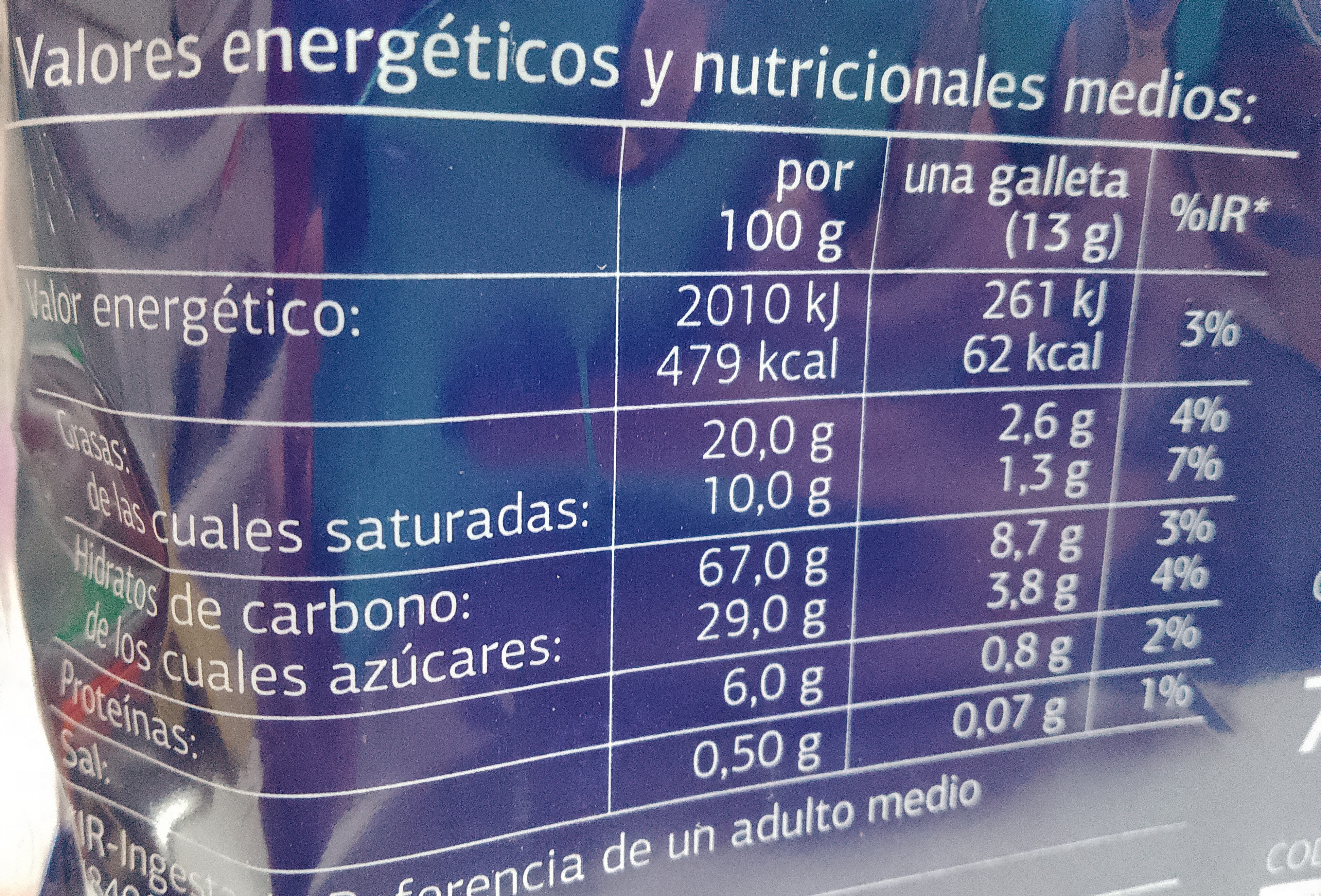 Galleteca Galletas rellenas con crema de chocolate - Información nutricional
