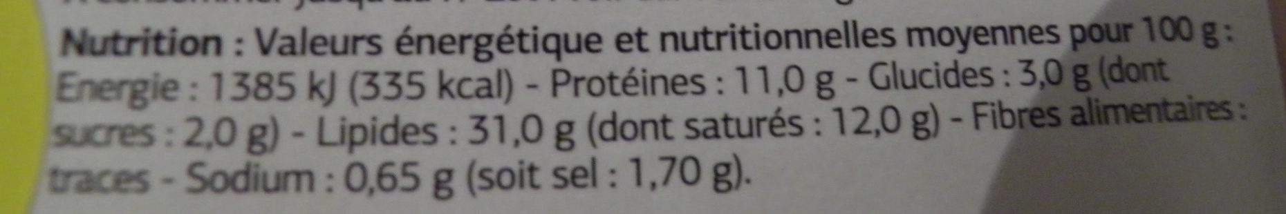 Pâté de foie de porc qualité supérieure - Nutrition facts - fr