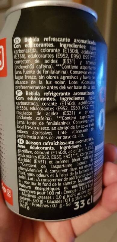 Hola Cola Zero - Ingredientes