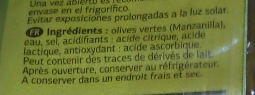 Olives vertes dénoyautées - Ingrediënten - fr