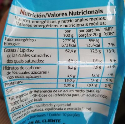 Avellana tostada - Información nutricional