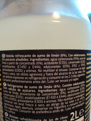 Limón UPSS Zero - Ingredients - es