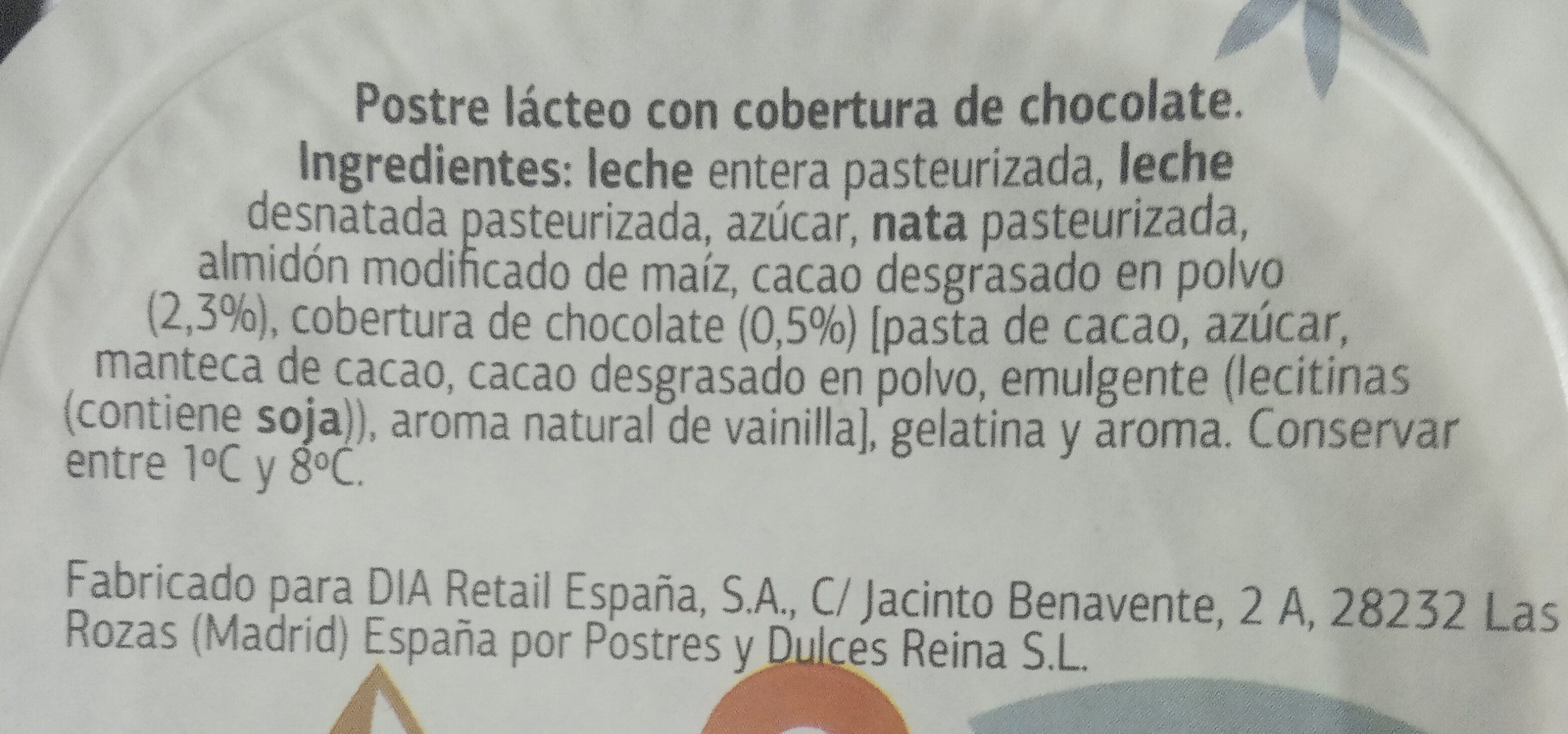 Natillas sabor chocolate - Ingrediënten - es