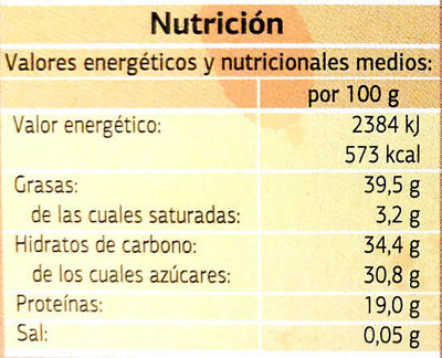 Turrón de Jijona - Informació nutricional - es
