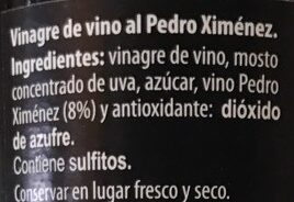 Vinagre de vino Pedro Ximénez 6º Acidez - Ingredients - es
