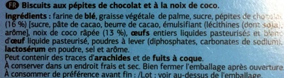 Cookies aux pépites de chocolat et à la noix de coco - Ingredients - fr