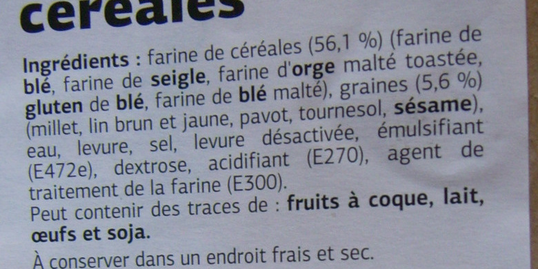 Pain aux Céréales - Ingredients - fr