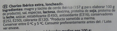 Chorizo ibérico lonchas - Ingredients - es