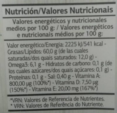 Margarina omega 3 - Información nutricional