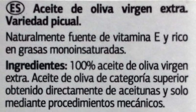 ACEITE DE OLIVA VIRGEN EXTRA-PICUAL - Ingredients - es