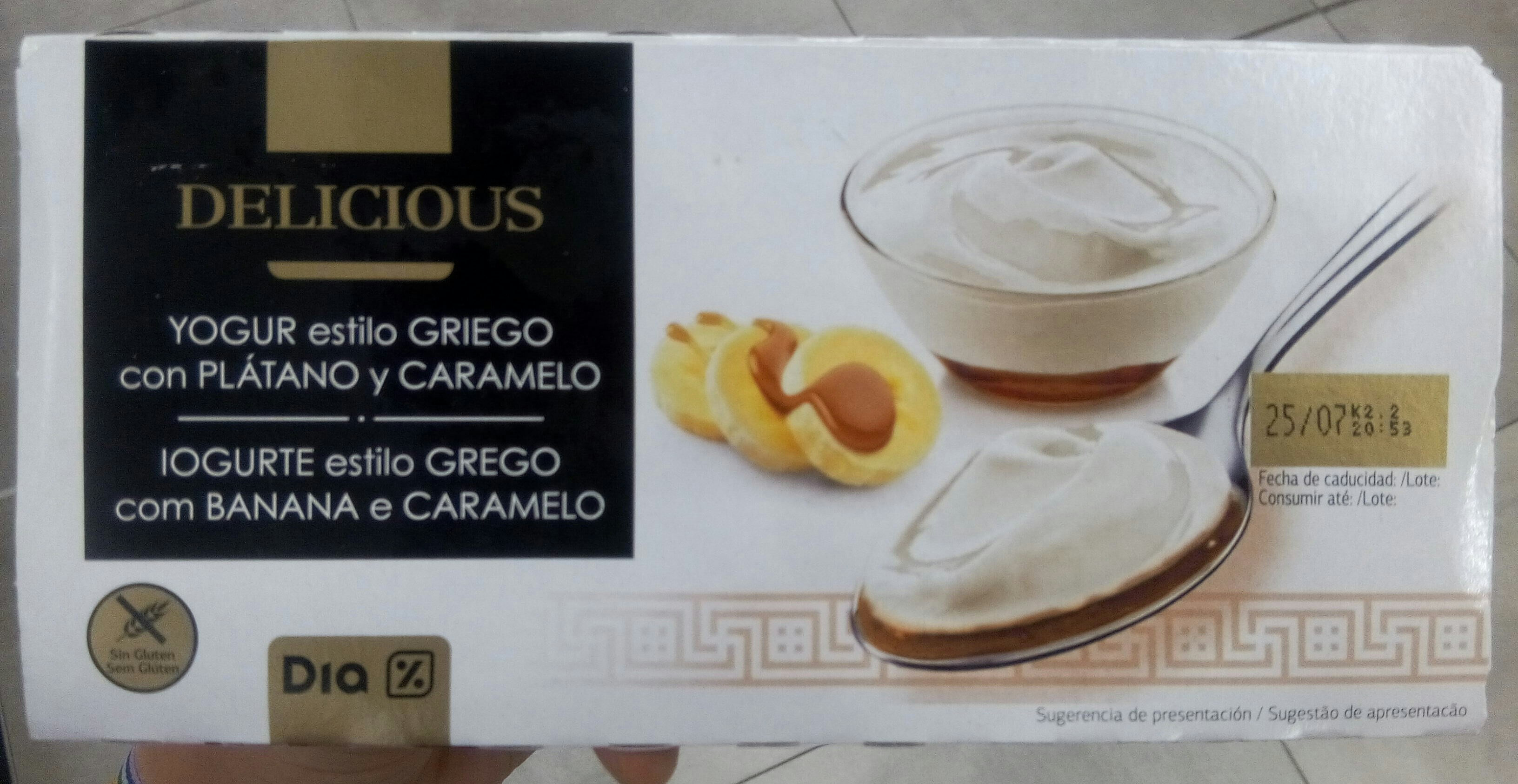 Delicious yogur estilo Griego con plátano y caramelo - Produit - es