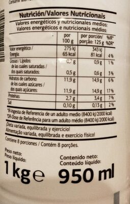 Yogur líquido con fresa - Informació nutricional - es