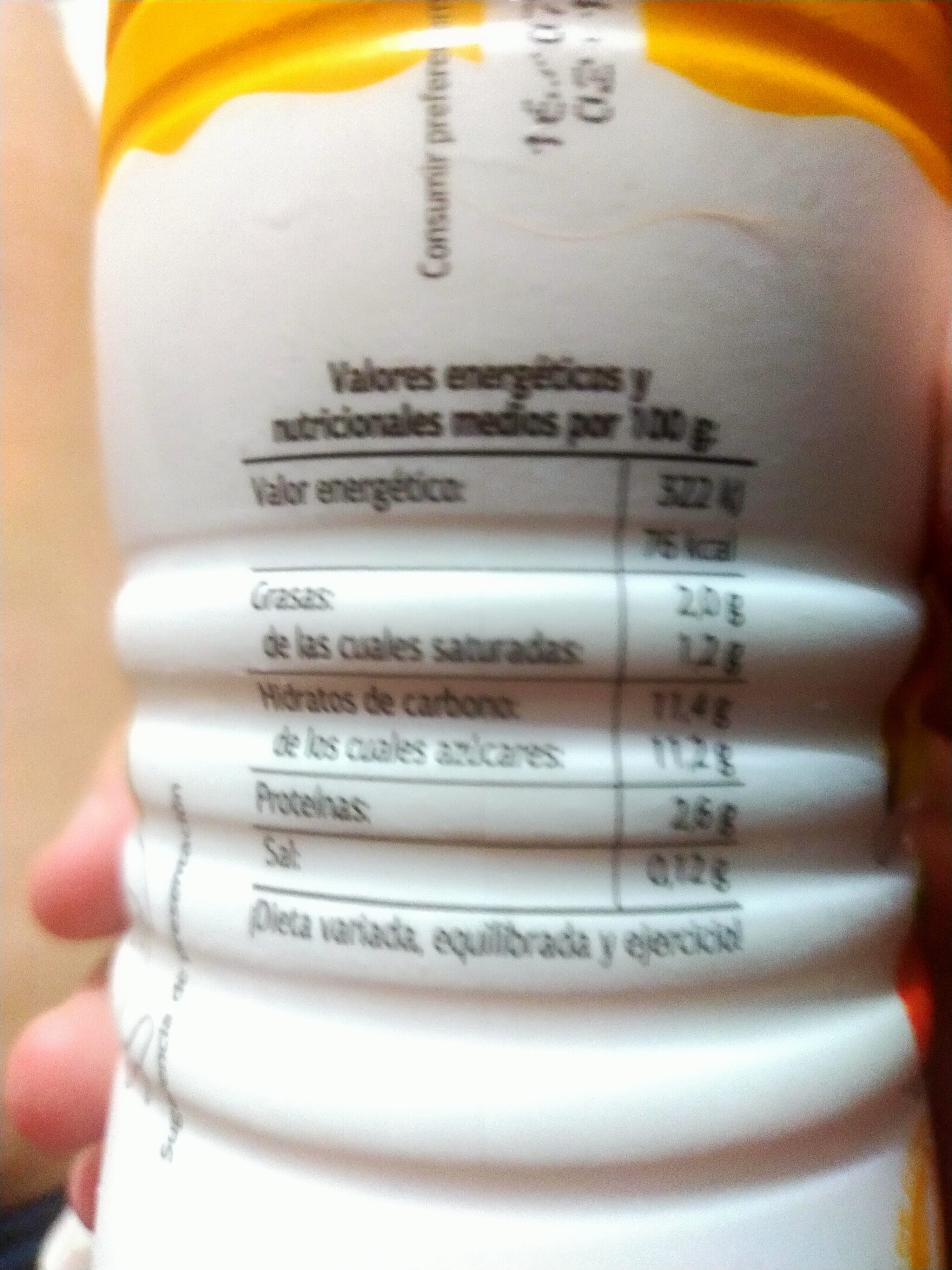 Yogur líquido fresa y plátano - Informació nutricional - es