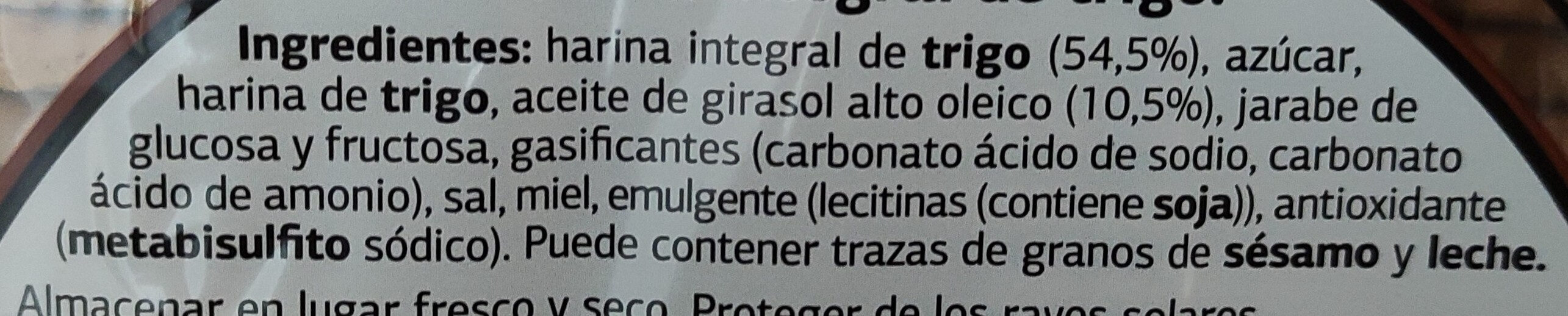 Galleta maría integral - Ingredients - es