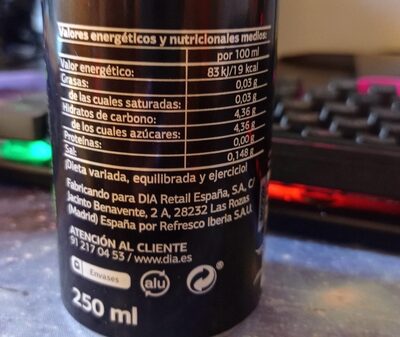 energy drink mojito - Tableau nutritionnel - es