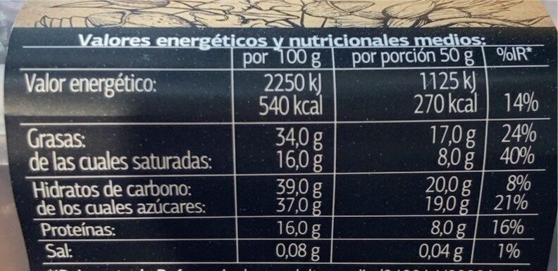 Cacahuetes 3 chocolates - Información nutricional
