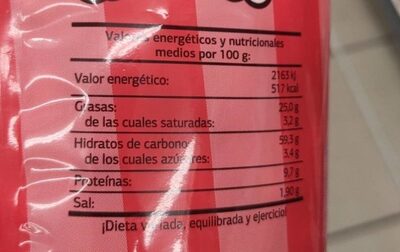 Palomitas snack - Información nutricional
