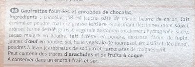 Gaufrettes fourrées et enrobées de chocolat - Ingrédients