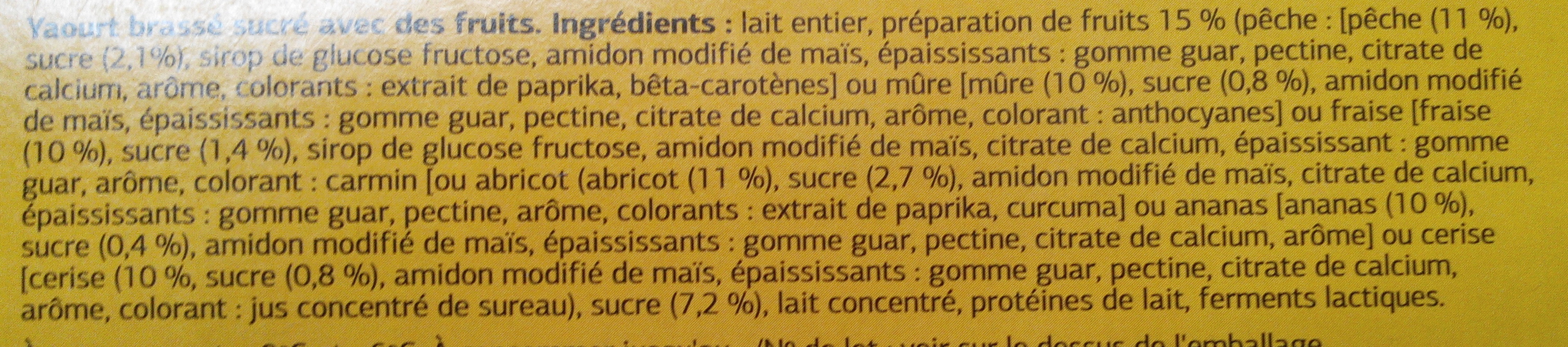 Yaourts aux Fruits (12 pots) - Ingrédients
