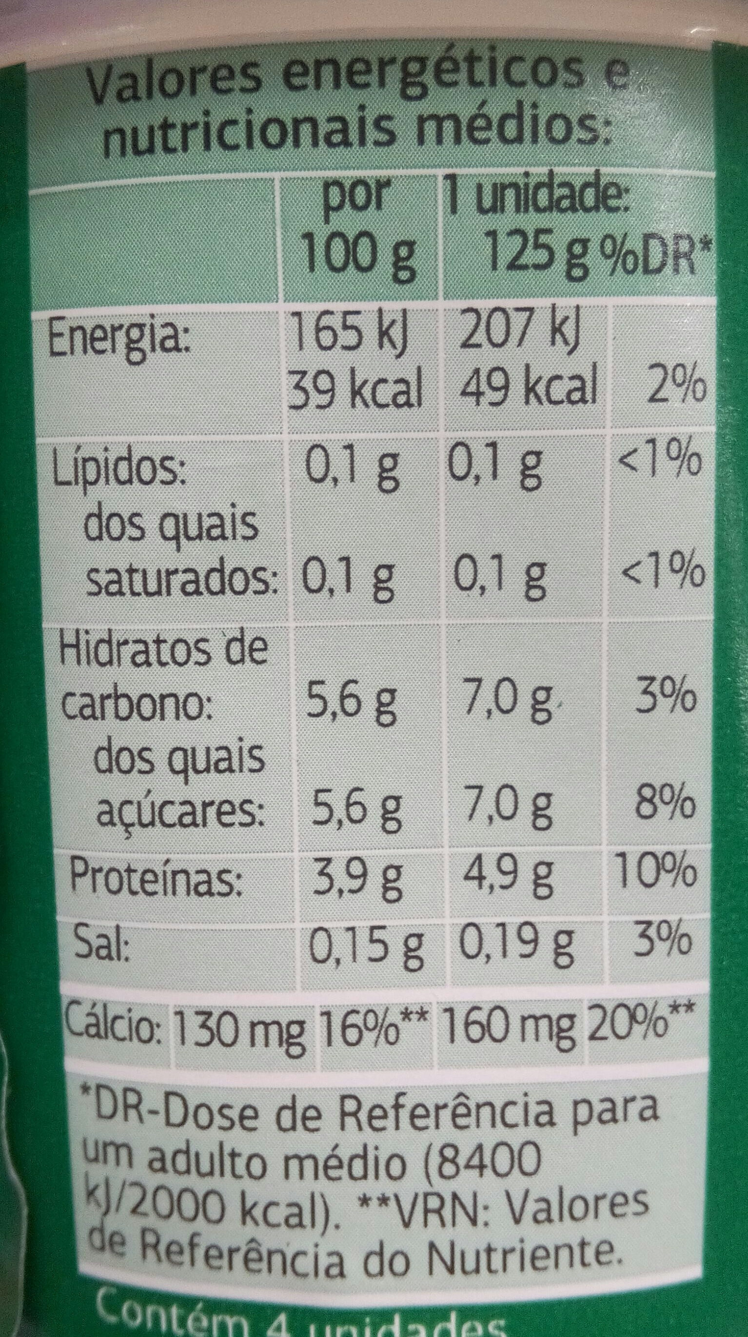 Bifidus edulcorado 0% - Tableau nutritionnel - es