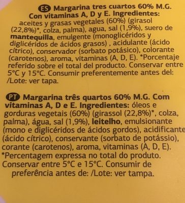 Margarine Vitaminée Salée - Ingredientes