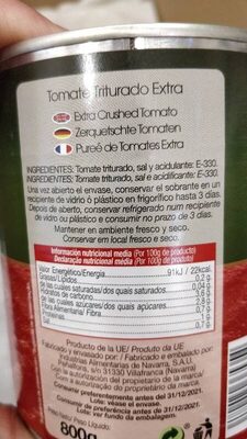 Tomate triturado - Ingredients