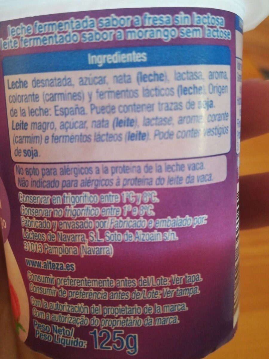 Yogurt sin lactosa fresa - Producto