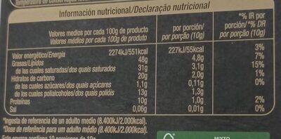 Chocolate negro 85 por ciento cacao - Información nutricional