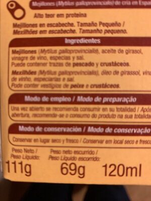 Mejillones en escabeche - Ingredients - es
