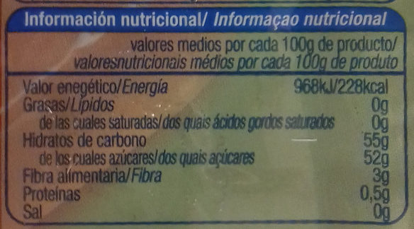 Dulce de membrillo - Informació nutricional - es