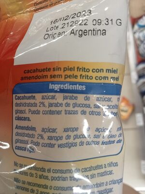 Cacahuete frito - المكونات - es