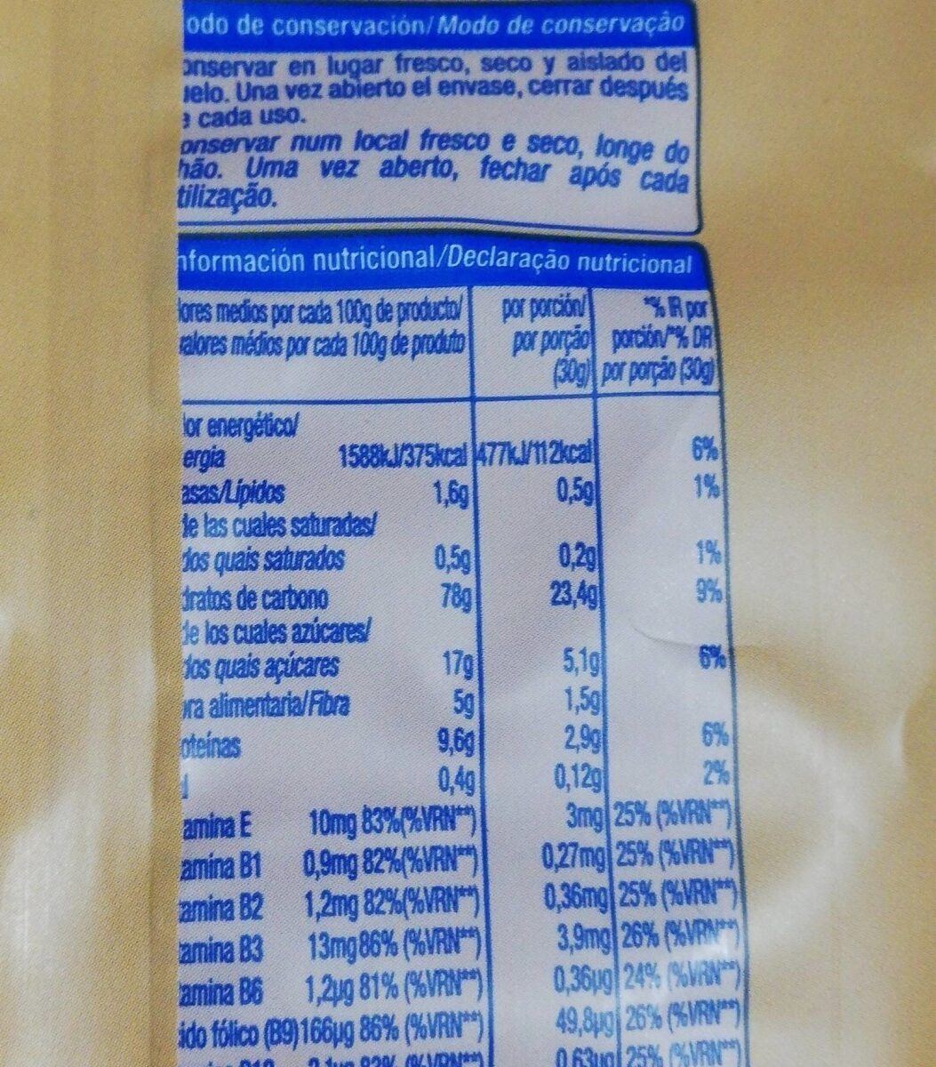Copos de arroz y trigo integral - Nutrition facts - es