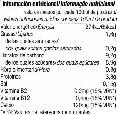 Bebida de soja sabor vainilla - Informació nutricional - es