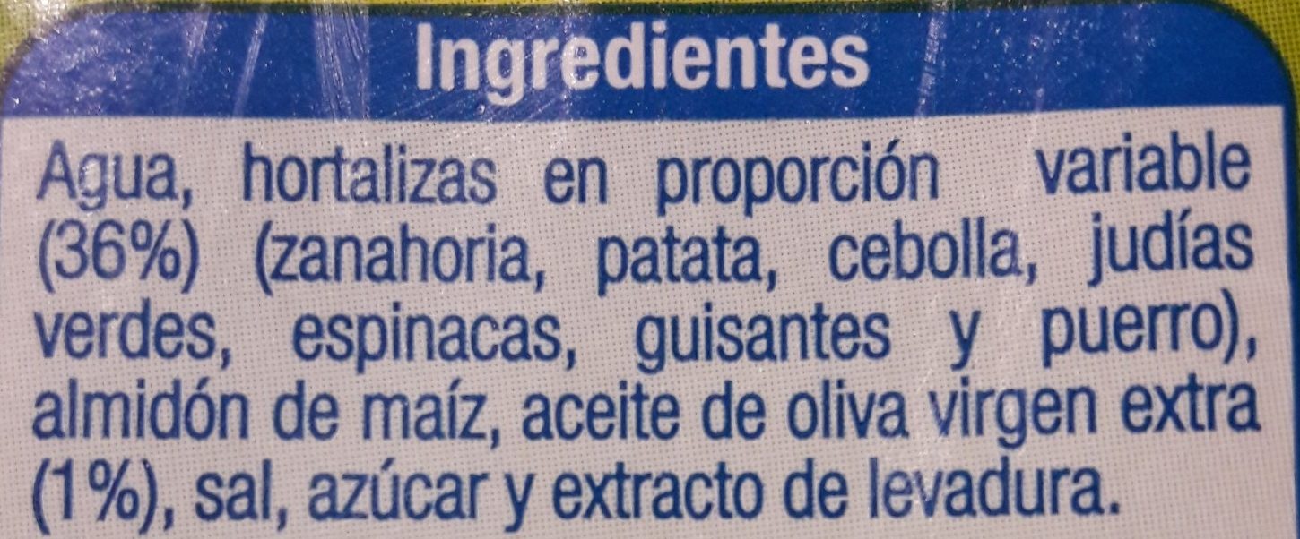 Crema de verduras - Ingredients - es