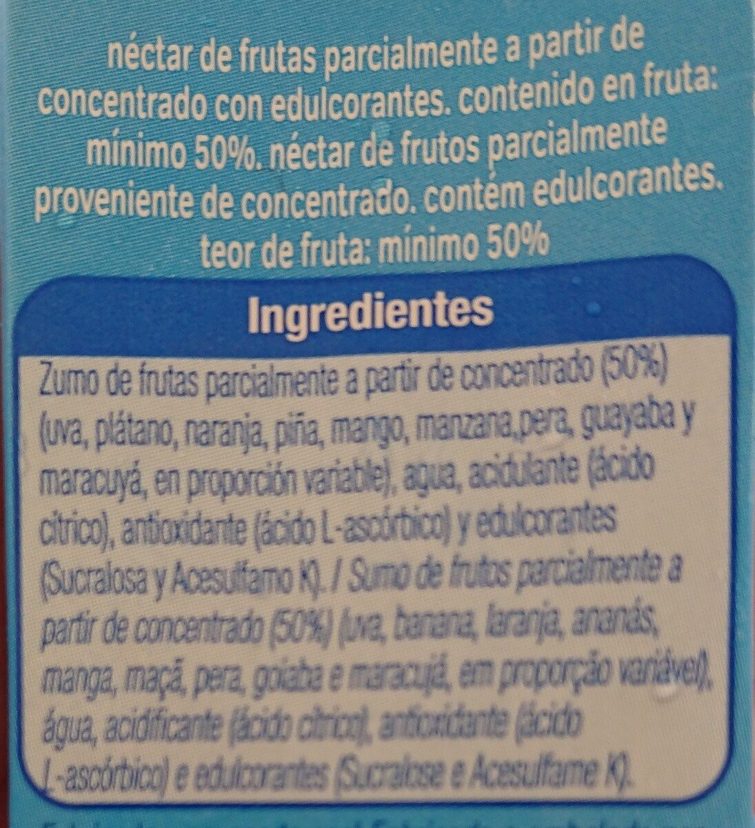 Néctar de Multifrutas light - Ingredients - es