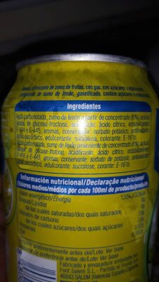 Limón linão con gas alteza - Ingredients - es