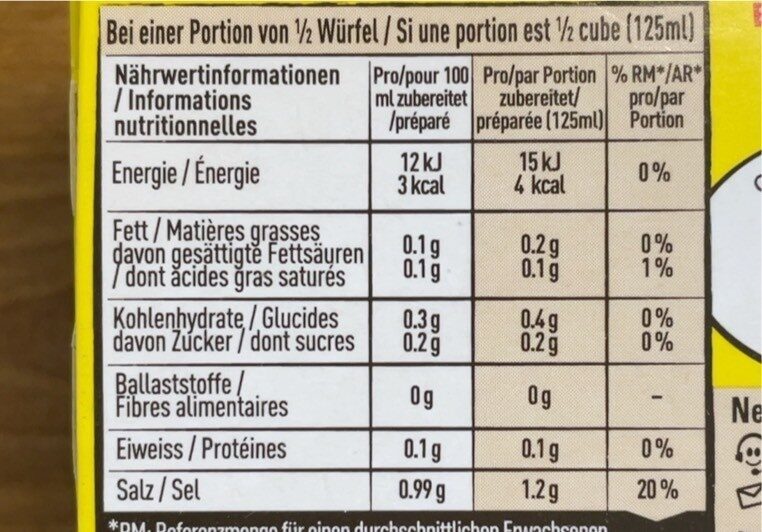 Cubes Bouillon - Nutrition facts - fr