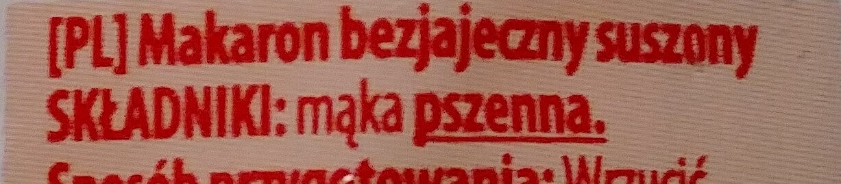 Makaron bezjajeczny suszony - Ingrediënten - pl