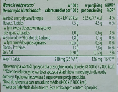 Tofu Naturalne - Voedingswaarden - pl