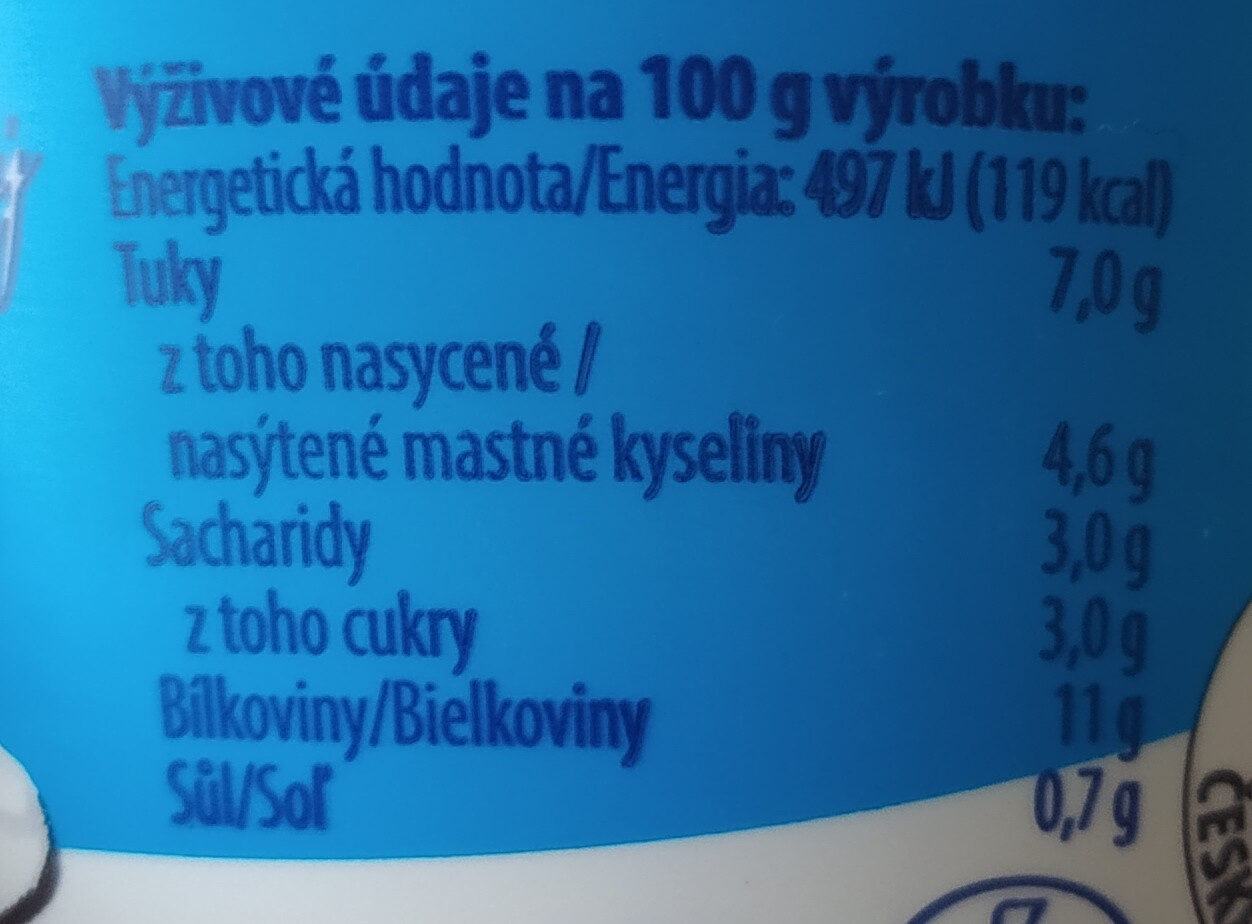 Cottage Jihočeský - Nutrition facts - cs