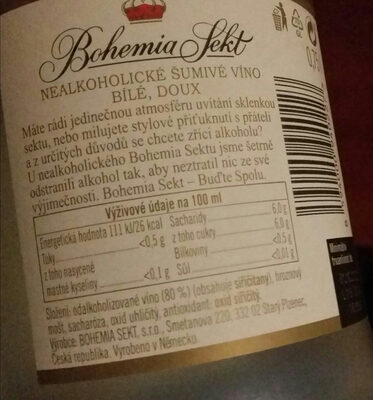 nealkoholické šumivé víno - Ingredients - cs
