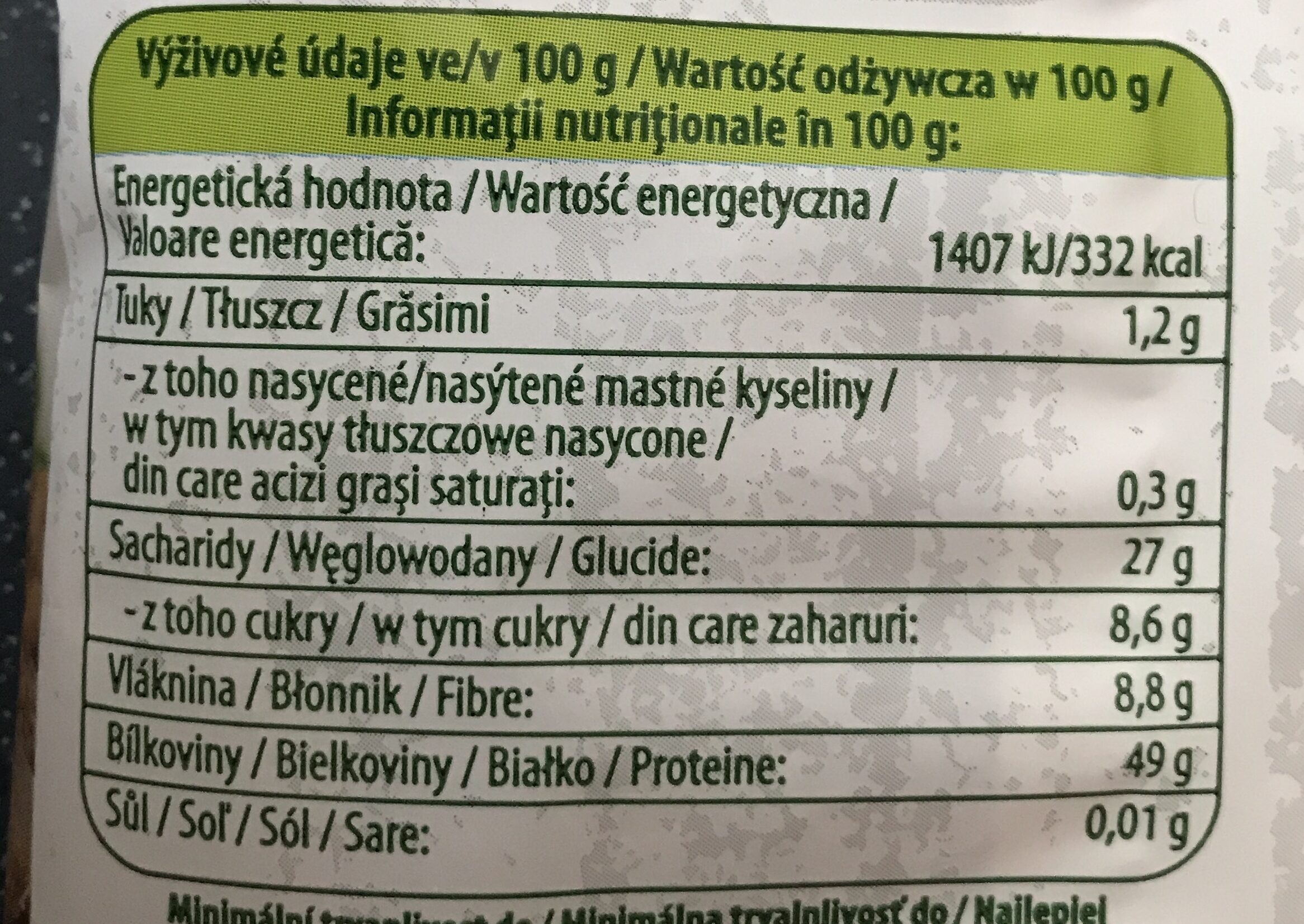 Sójové nudličky - Wartości odżywcze - cs