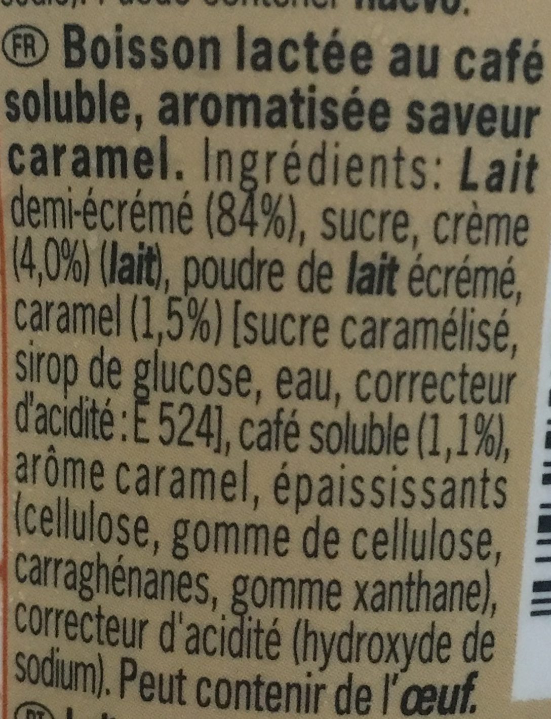 Shakissimo Latte Caramel ml - المكونات - fr